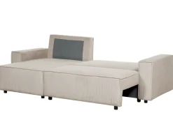 Divano letto angolare 3 posti ABACKA Velluto a coste Beige Lato destro