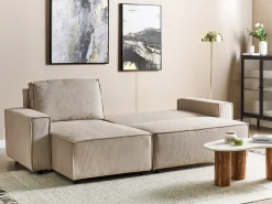 Divano letto angolare 3 posti ABACKA Velluto a coste Beige Lato destro