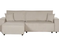 Divano letto angolare 3 posti ABACKA Velluto a coste Beige Lato destro
