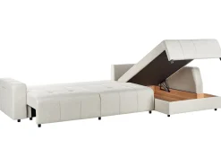 Divano letto angolare 4 posti INNVIK Tessuto Beige chiaro con contenitore Lato Sinistro