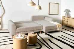 Divano letto angolare 3 posti NUBORG Ciniglia Beige chiaro Lato Sinistro