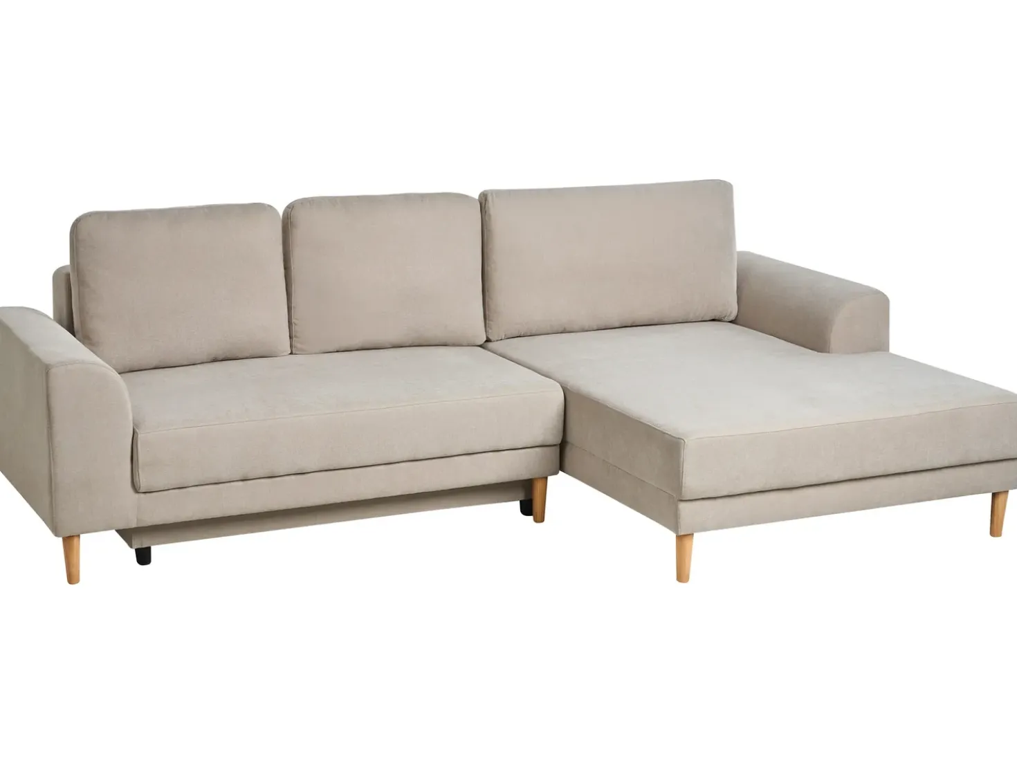 Divano letto angolare 3 posti NUBORG Ciniglia Beige chiaro Lato Sinistro