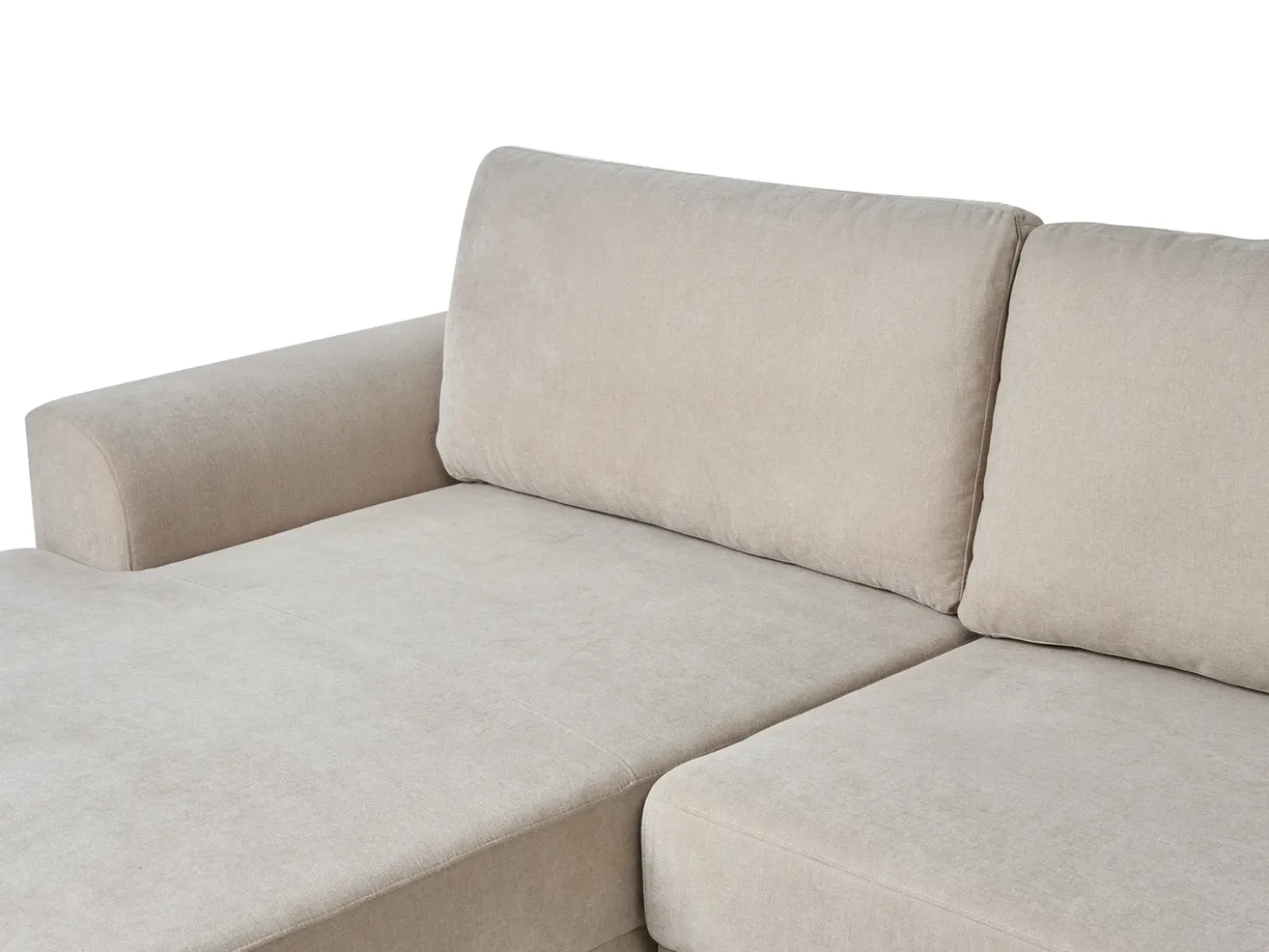 Divano letto angolare 3 posti NUBORG Ciniglia Beige chiaro Lato Sinistro