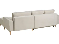 Divano letto angolare 3 posti NUBORG Ciniglia Beige chiaro Lato Sinistro
