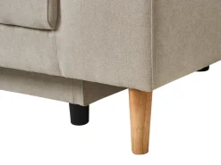 Divano letto angolare 3 posti NUBORG Ciniglia Beige chiaro Lato Sinistro