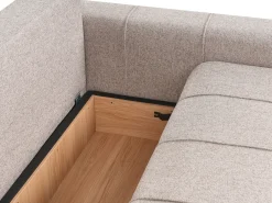Divano letto angolare 3 posti INNVIK Tessuto Marrone chiaro con contenitore Lato destro