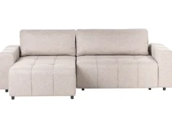 Divano letto angolare 3 posti INNVIK Tessuto Marrone chiaro con contenitore Lato destro