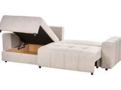Divano letto angolare 3 posti INNVIK Tessuto Marrone chiaro con contenitore Lato destro