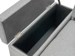 Divano letto angolare 3 posti HRISEY Lino sintetico Grigio con contenitore Lato Sinistro