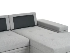 Divano letto angolare 3 posti HRISEY Lino sintetico Grigio con contenitore Lato Sinistro