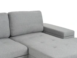 Divano letto angolare 3 posti HRISEY Lino sintetico Grigio con contenitore Lato Sinistro