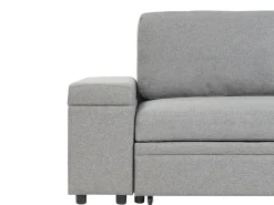 Divano letto angolare 3 posti HRISEY Lino sintetico Grigio con contenitore Lato Sinistro