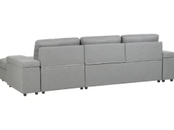 Divano letto angolare 3 posti HRISEY Lino sintetico Grigio con contenitore Lato Sinistro