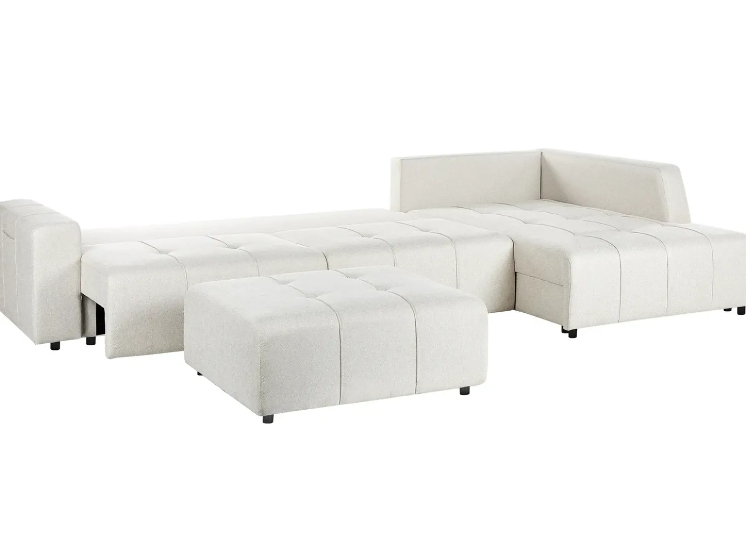 Divano letto angolare 4 posti INNVIK Tessuto Beige chiaro Lato Sinistro