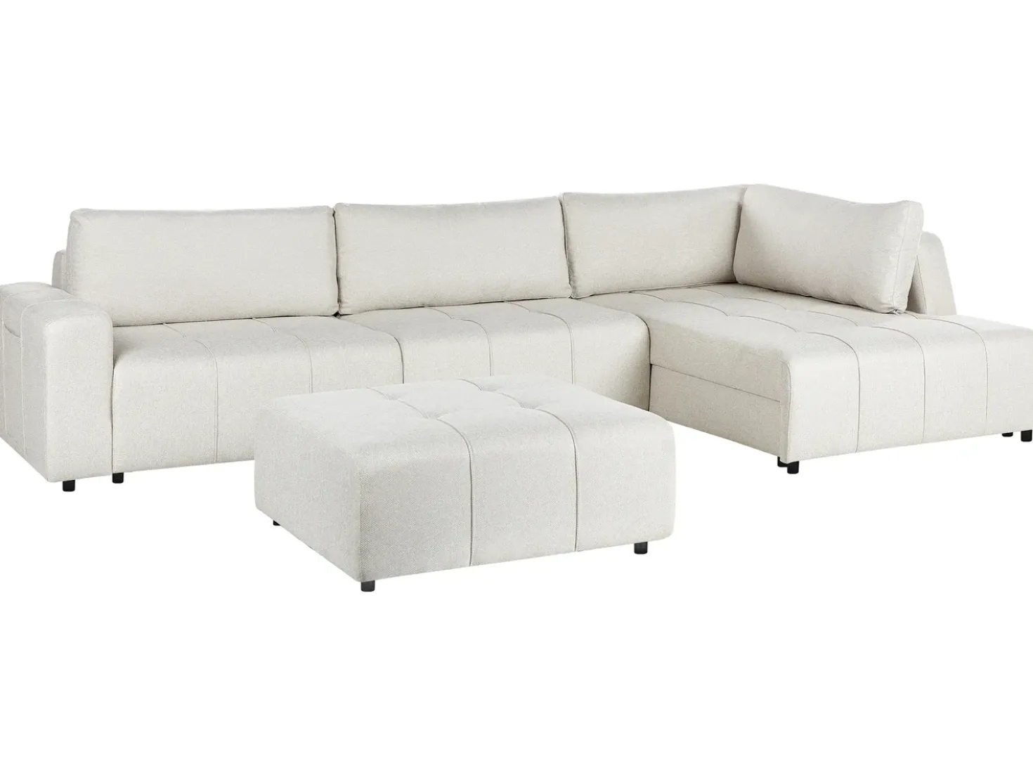 Divano letto angolare 4 posti INNVIK Tessuto Beige chiaro Lato Sinistro