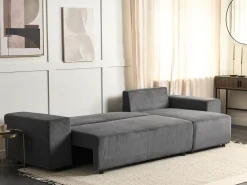 Divano letto angolare 3 posti LUSPA Velluto a coste Grigio scuro con contenitore Lato Sinistro