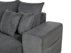 Divano letto angolare 3 posti LUSPA Velluto a coste Grigio scuro con contenitore Lato Sinistro