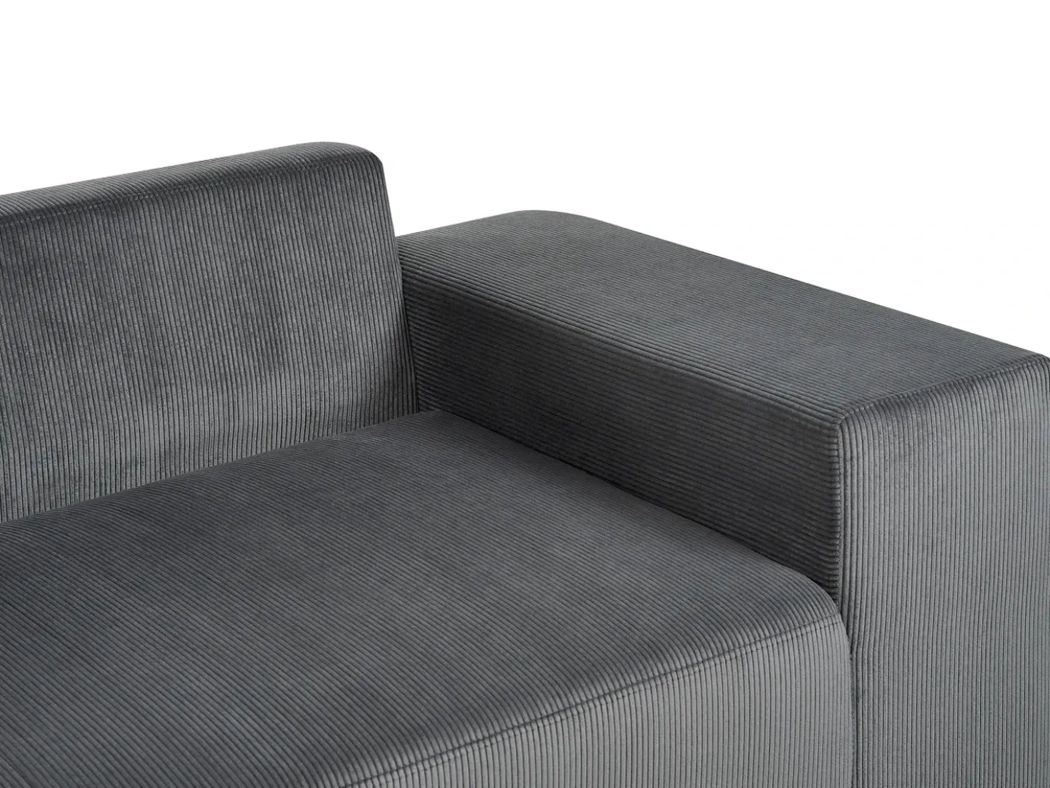 Divano letto angolare 3 posti LUSPA Velluto a coste Grigio scuro con contenitore Lato Sinistro