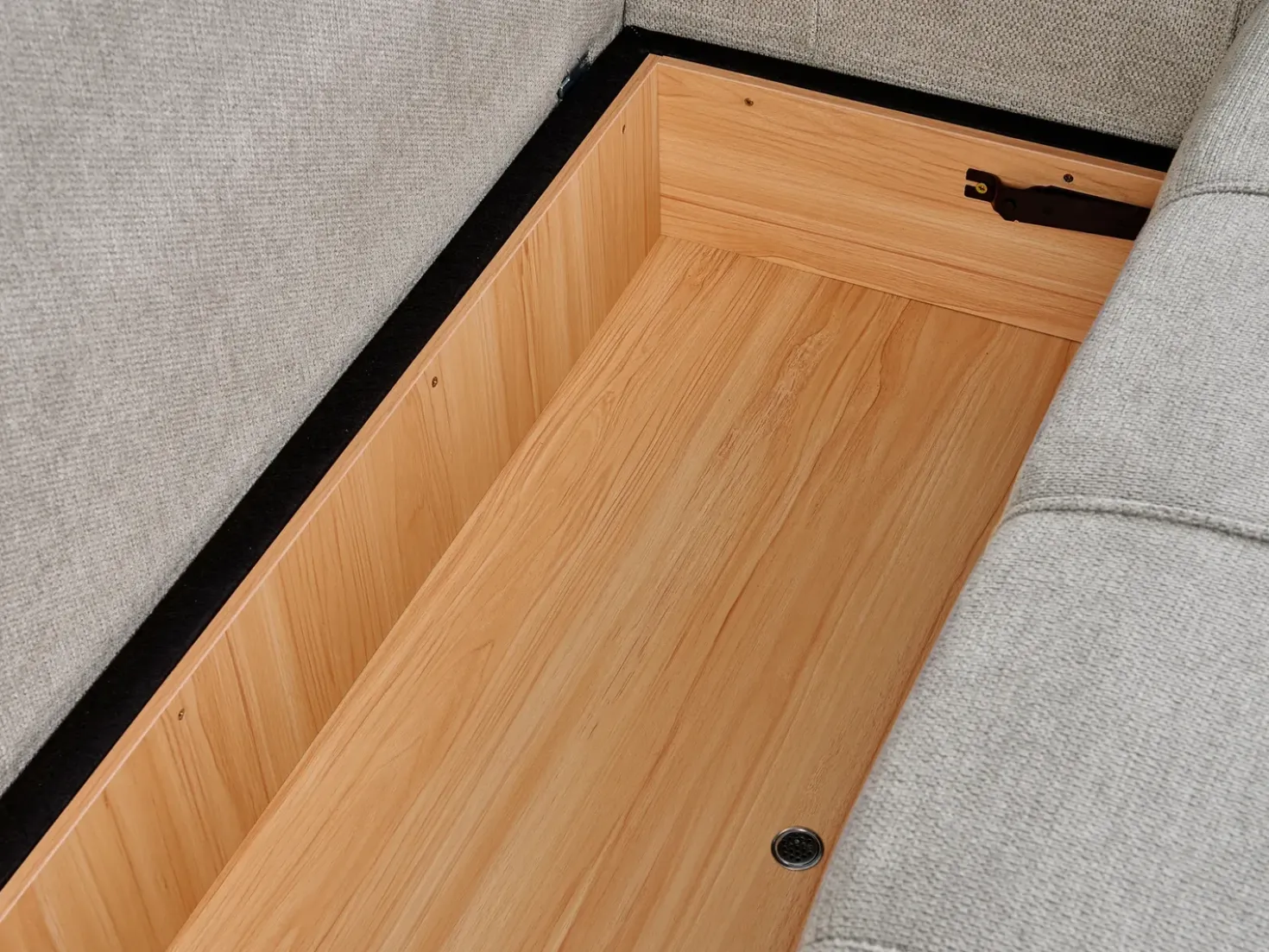 Divano letto angolare 3 posti INNVIK Tessuto Grigio chiaro con contenitore Lato destro