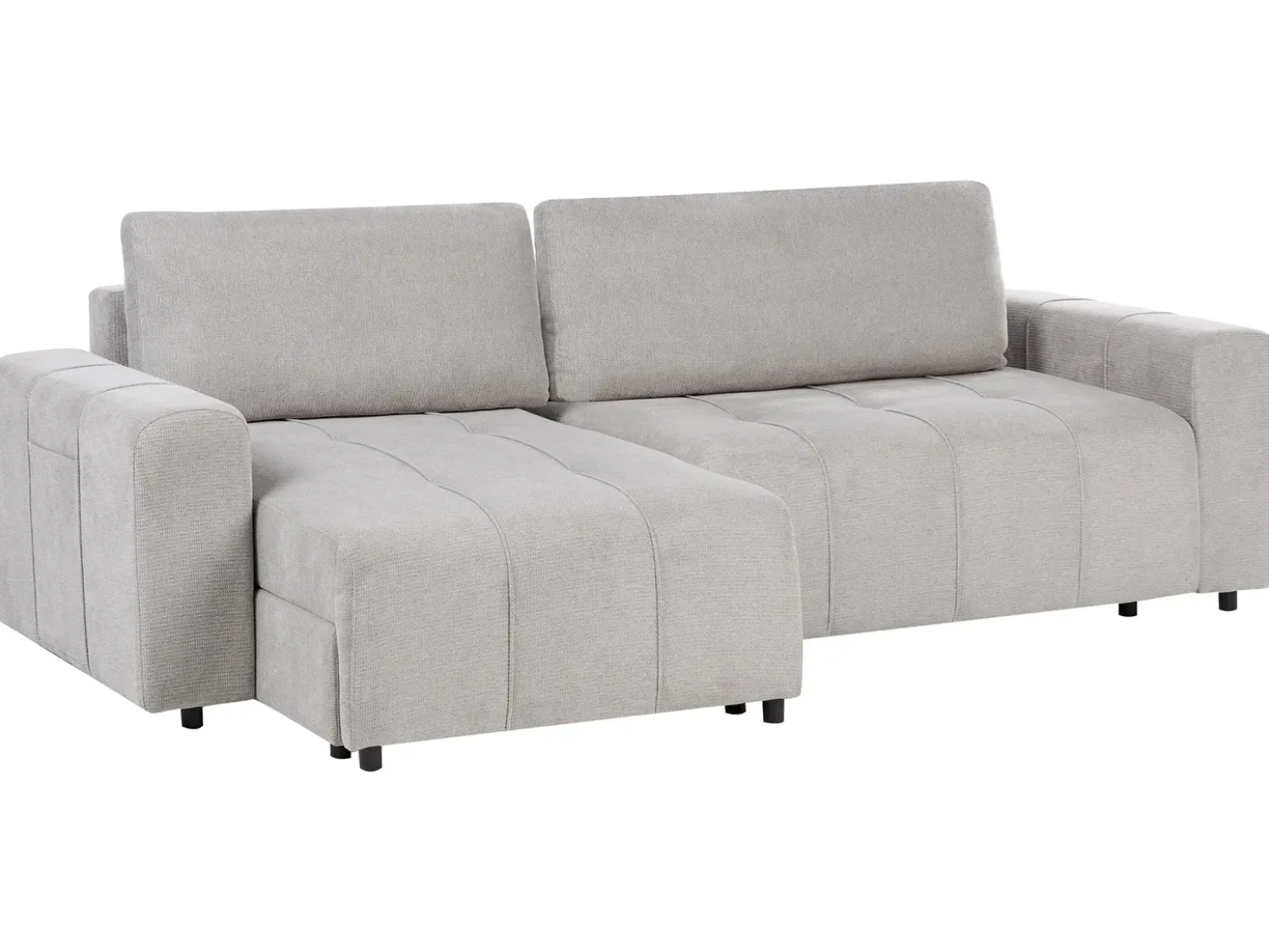 Divano letto angolare 3 posti INNVIK Tessuto Grigio chiaro con contenitore Lato destro
