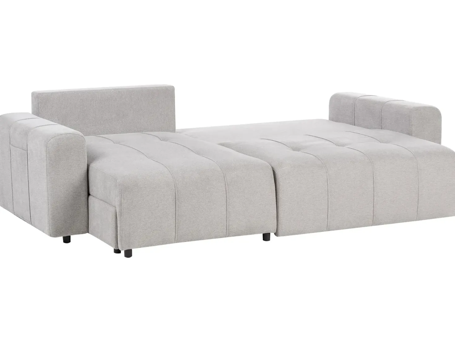 Divano letto angolare 3 posti INNVIK Tessuto Grigio chiaro con contenitore Lato destro