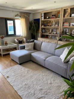 Divano letto angolare 3 posti ROMEDAL Tessuto Grigio chiaro Lato destro