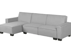 Divano letto angolare 3 posti ROMEDAL Tessuto Grigio chiaro Lato destro