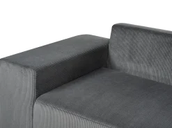 Divano letto angolare 3 posti LUSPA Velluto a coste Grigio scuro con contenitore Lato destro