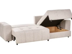 Divano letto angolare 3 posti INNVIK Tessuto Marrone chiaro con contenitore Lato Sinistro