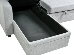 Divano letto angolare 3 posti NASSJO Lino sintetico Grigio Lato destro