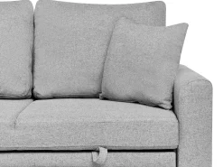 Divano letto angolare 3 posti NASSJO Lino sintetico Grigio Lato destro