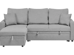 Divano letto angolare 3 posti NASSJO Lino sintetico Grigio Lato destro