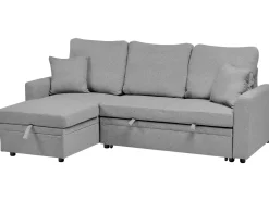 Divano letto angolare 3 posti NASSJO Lino sintetico Grigio Lato destro