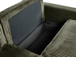 Divano letto angolare 3 posti ABACKA Velluto a coste Verde con contenitore Lato destro