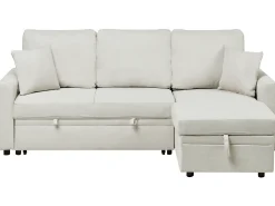 Divano letto angolare 3 posti NASSJO Lino sintetico Beige chiaro Lato Sinistro