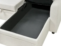 Divano letto angolare 3 posti NASSJO Lino sintetico Beige chiaro Lato Sinistro