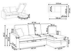 Divano letto angolare 3 posti NASSJO Lino sintetico Beige chiaro Lato Sinistro
