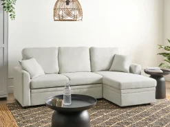 Divano letto angolare 3 posti NASSJO Lino sintetico Beige chiaro Lato Sinistro