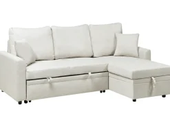Divano letto angolare 3 posti NASSJO Lino sintetico Beige chiaro Lato Sinistro