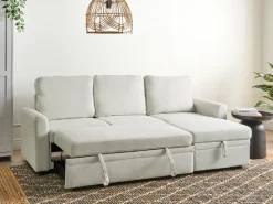 Divano letto angolare 3 posti NASSJO Lino sintetico Beige chiaro Lato Sinistro