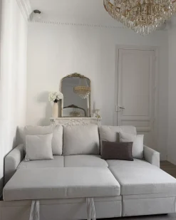 Divano letto angolare 3 posti NASSJO Lino sintetico Beige chiaro Lato Sinistro