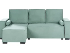 Divano letto angolare 3 posti EDANE Tessuto Verde chiaro con contenitore Lato destro