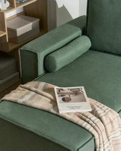Divano letto angolare 3 posti EDANE Tessuto Verde chiaro con contenitore Lato destro