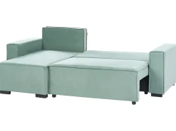 Divano letto angolare 3 posti EDANE Tessuto Verde chiaro con contenitore Lato destro