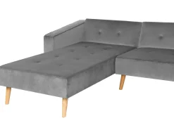 Divano letto angolare 4 posti VADSO Velluto Grigio Lato destro