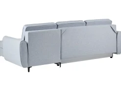 Divano letto angolare 3 posti SIMRIS Tessuto Azzurro con contenitore Lato Sinistro