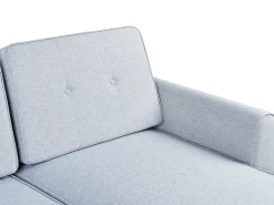 Divano letto angolare 3 posti SIMRIS Tessuto Azzurro con contenitore Lato Sinistro