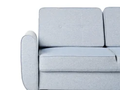 Divano letto angolare 3 posti SIMRIS Tessuto Azzurro con contenitore Lato Sinistro