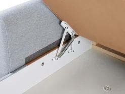 Divano letto angolare 3 posti SIMRIS Tessuto Azzurro con contenitore Lato Sinistro
