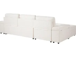 Divano letto angolare 3 posti HRISEY Bouclé Bianco con contenitore Lato destro